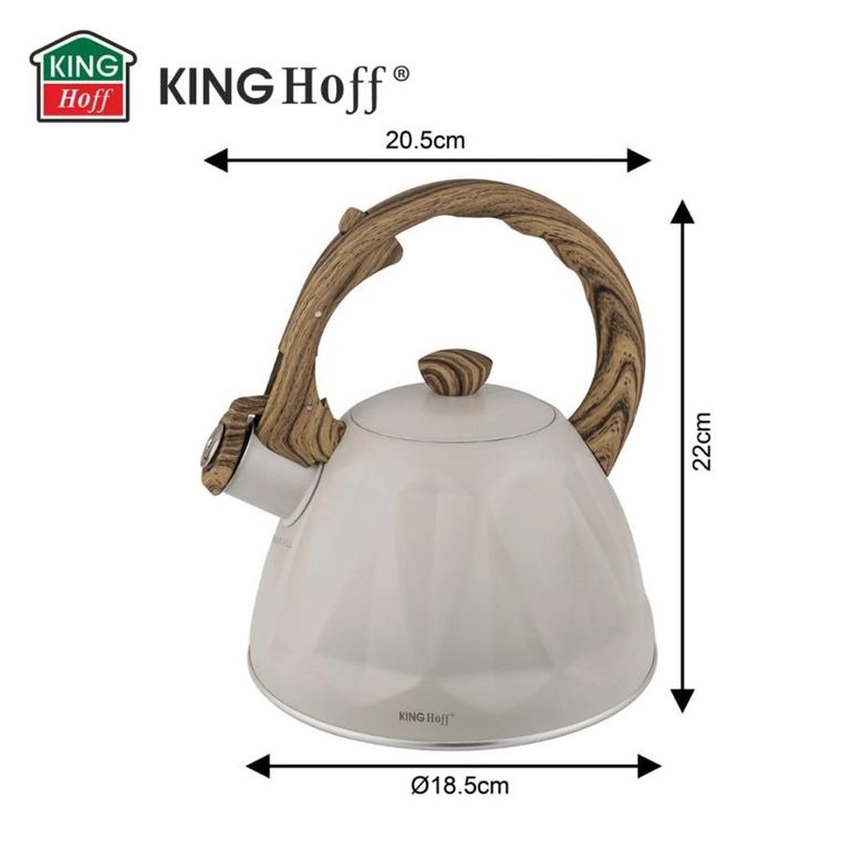 Kinghoff, czajnik z gwizdkiem, beżowy mat, 2l, kh-1998