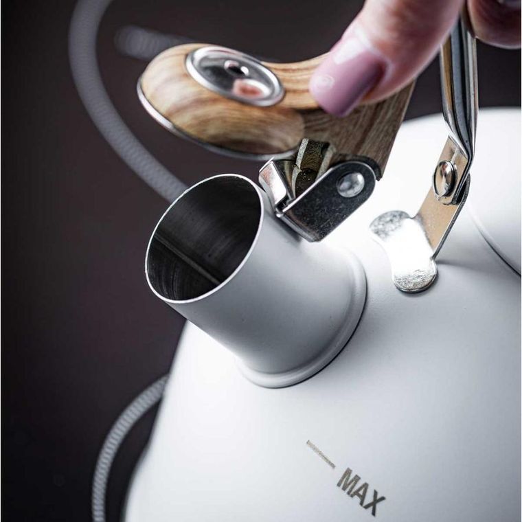 Kinghoff, czajnik z gwizdkiem, biały, 2,5l