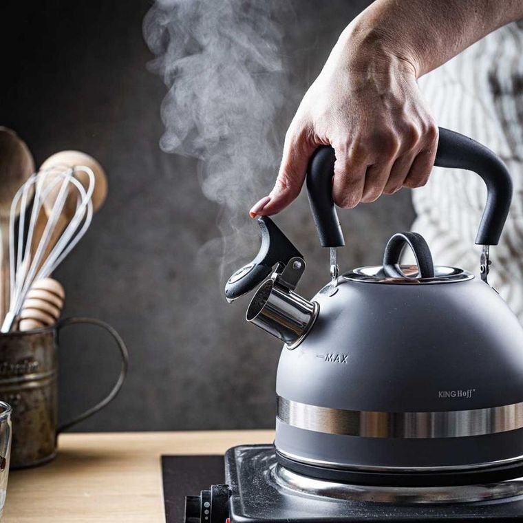 Kinghoff, czajnik z gwizdkiem, szary, 1,8l