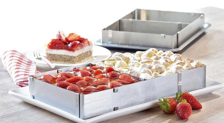 Kinghoff, forma regulowana, rant do ciast tortów, prostokątna