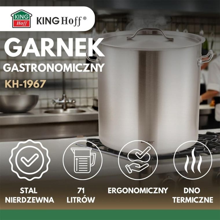 Kinghoff, garnek gastronomiczny z pokrywą, stalowy, 71l, KH-1967