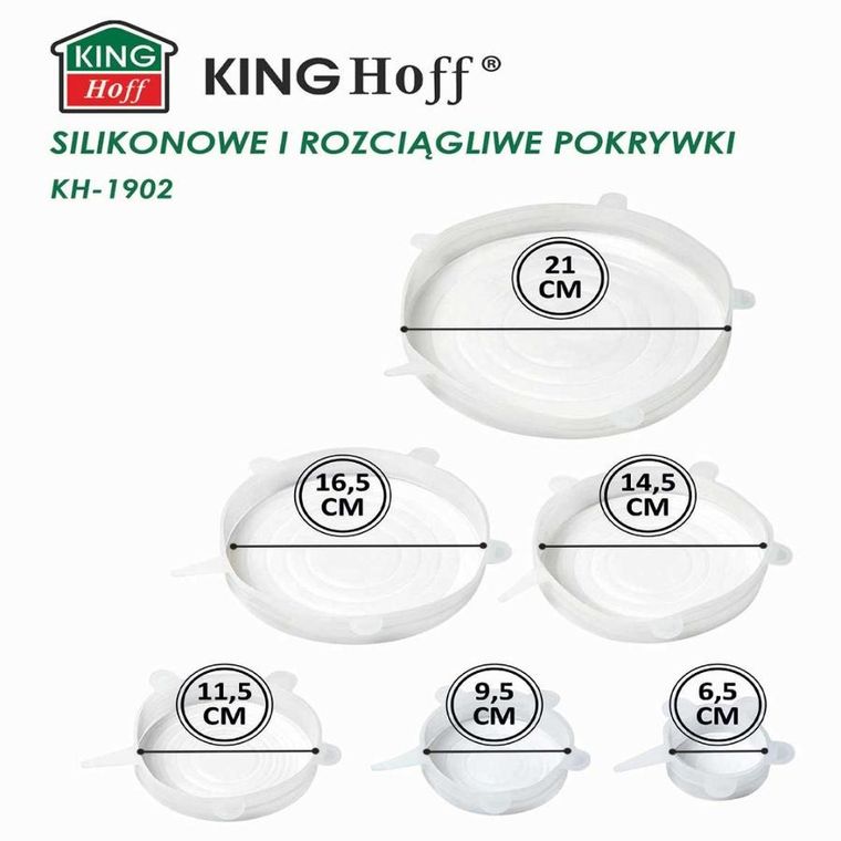 Kinghoff, zestaw pokrywek silikonowych, 6 szt., KH-1902
