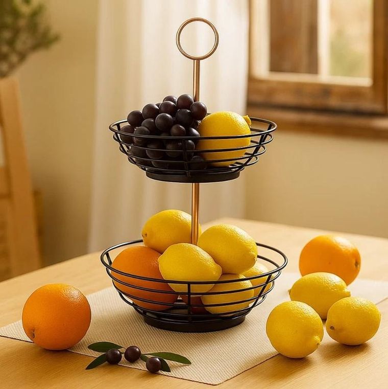 Kinvara, dwupoziomowa patera na owoce, metal