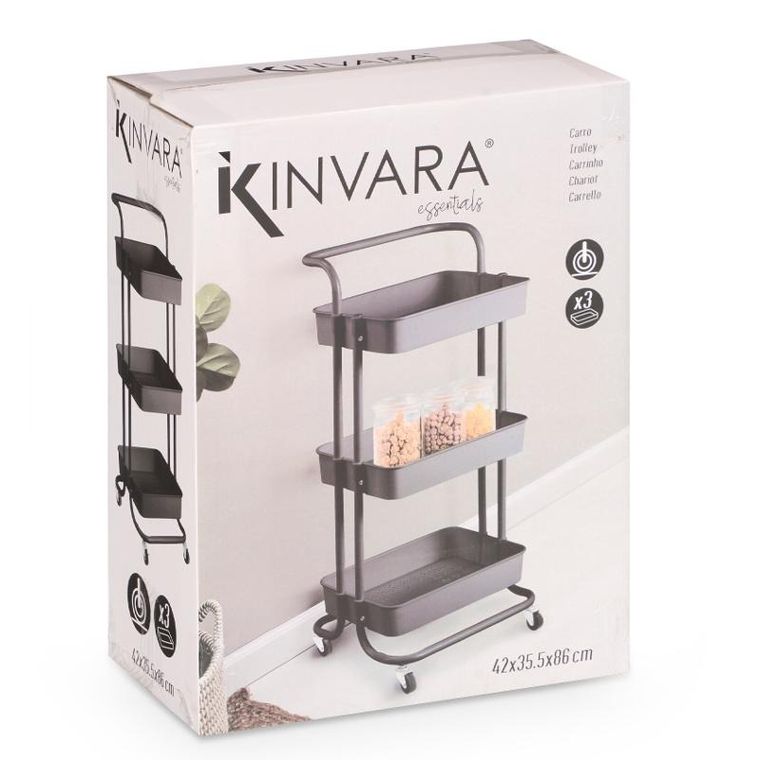 Kinvara, Essentials, regał na kółkach, 42-35,5-86 cm