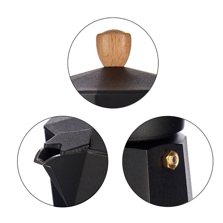 Kinvara, kawiarka aluminiowa z drewnianym uchwytem