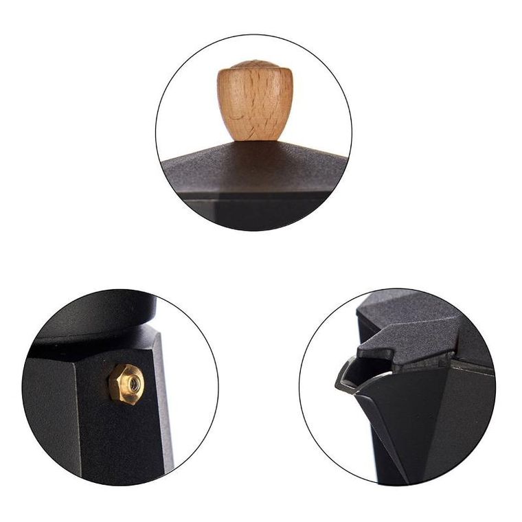 Kinvara, kawiarka aluminiowa z drewnianym uchwytem