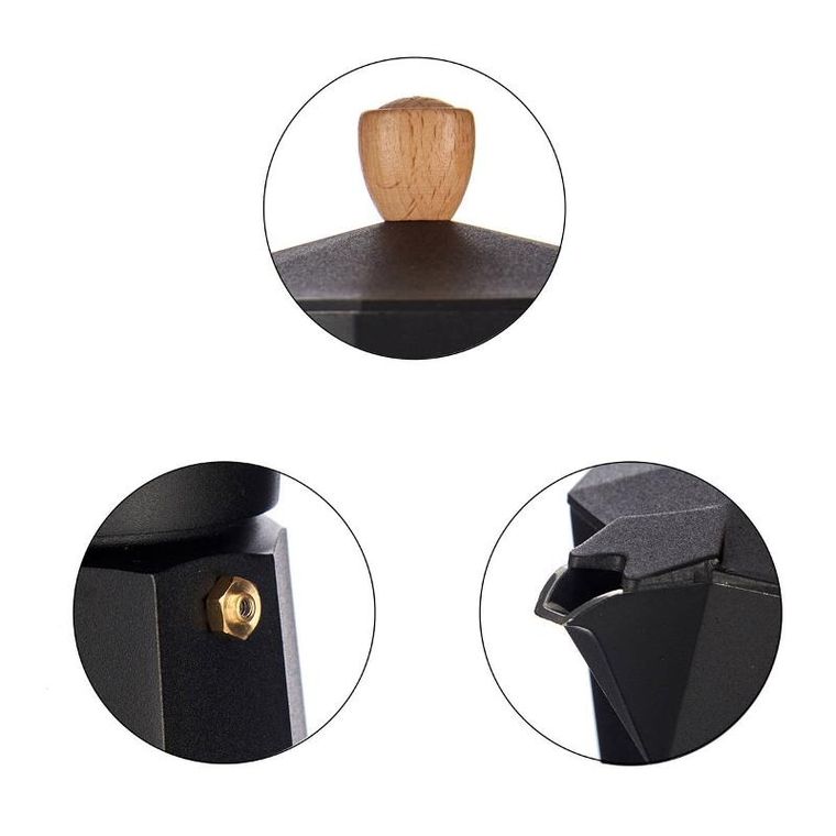 Kinvara, kawiarka aluminiowa z drewnianym uchwytem