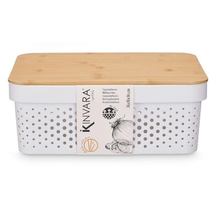 Kinvara, plastikowy pojemnik z bambusową pokrywą, 36-26-14 cm