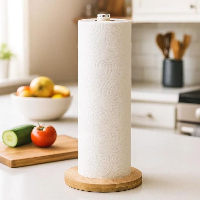 Kinvara, stojak na ręczniki papierowe z bambusową podstawką, 34 cm