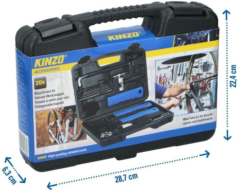 Kinzo, zestaw narzędzi do naprawy roweru, 20 elementów