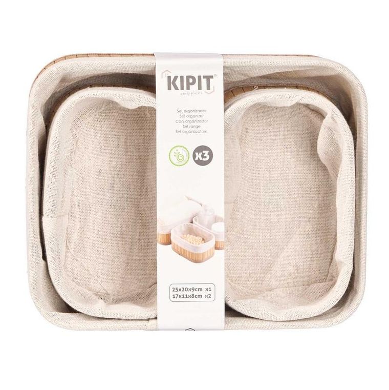 Kipit, Vivid, koszyki do łazienki bambusowe, 3 szt.