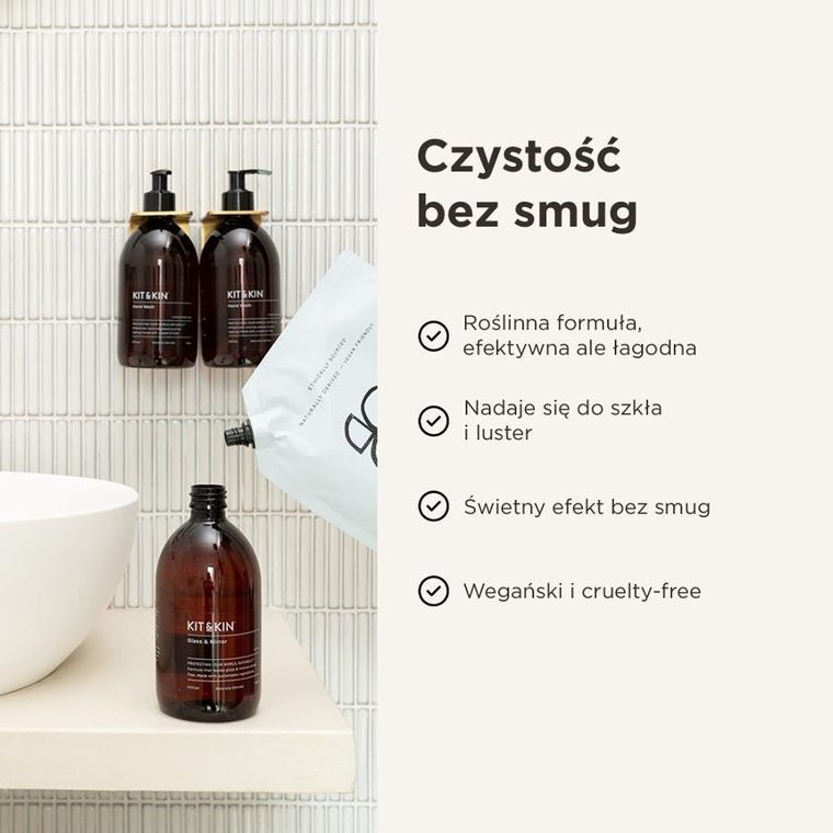 Kit & Kin, naturalny płyn do mycia szyb i luster, o zapachu grejpfruta, 500 ml