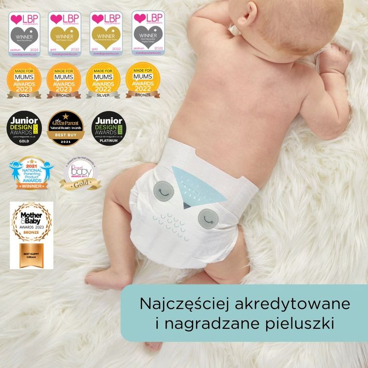 Kit and Kin, biodegradowalne pieluszki jednorazowe, rozmiar 3, Maxi, 6-10 kg, miś i królik, 34 szt.