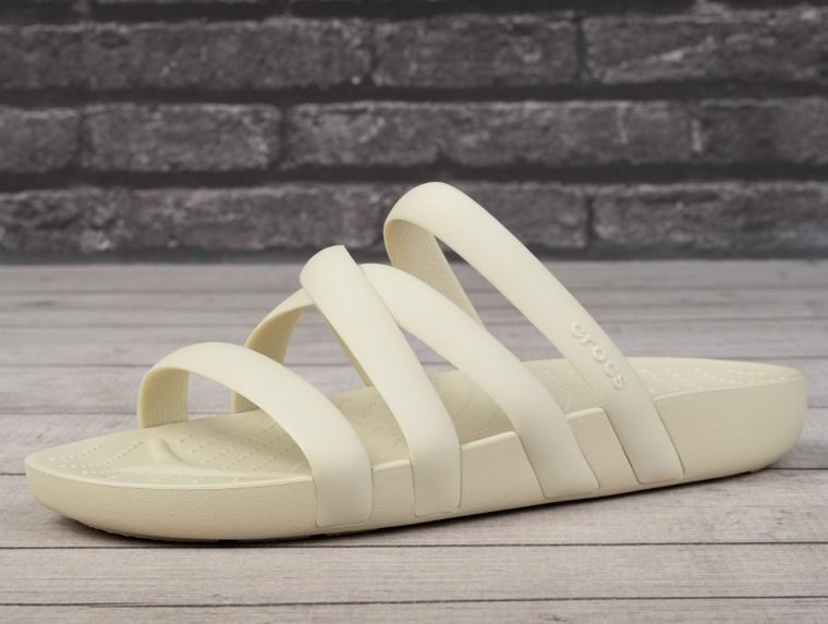 Klapki damskie, beżowe, Crocs Splash Strappy