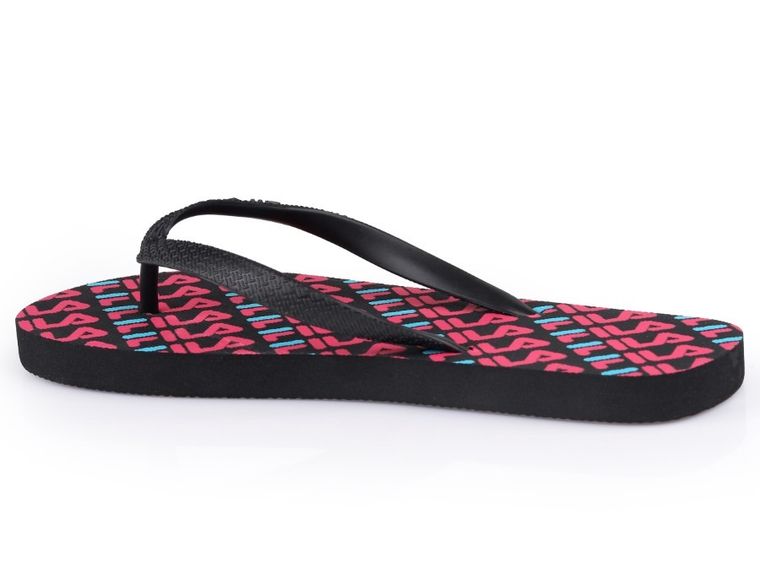 Klapki damskie, japonki, czarno-różowe, Fila Troy