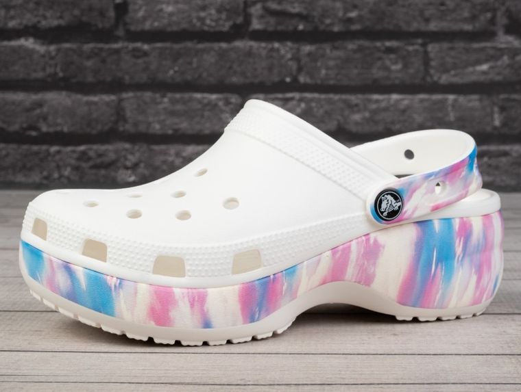 Klapki damskie na platformie, ecru, Crocs Classic Platform Dream