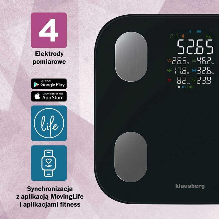 Klausberg, analityczna waga łazienkowa, smart ios android, kb-7854