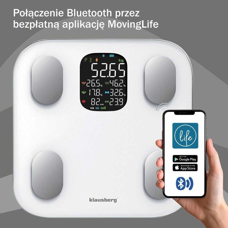 Klausberg, analityczna waga łazienkowa, smart ios android, kb-7855