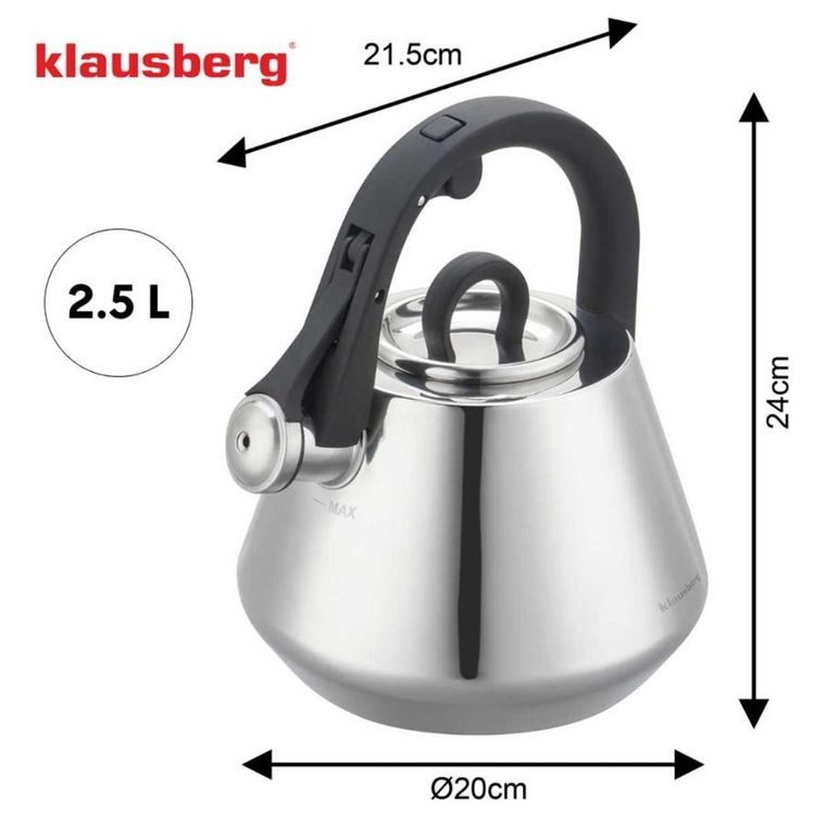 Klausberg, czajnik stalowy z gwizdkiem, 2,5l, kb-7947