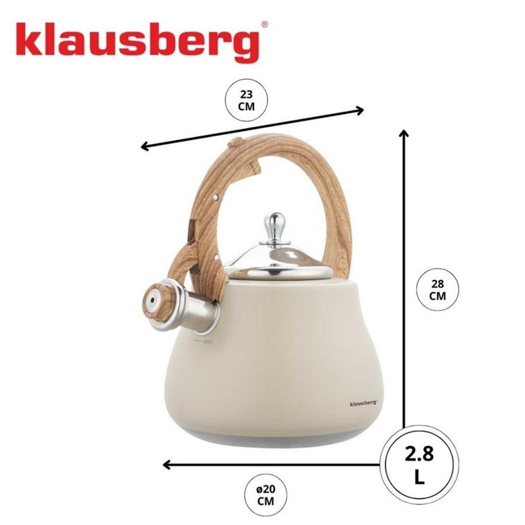 Klausberg, czajnik stalowy z gwizdkiem, 2,8l, KB-7919