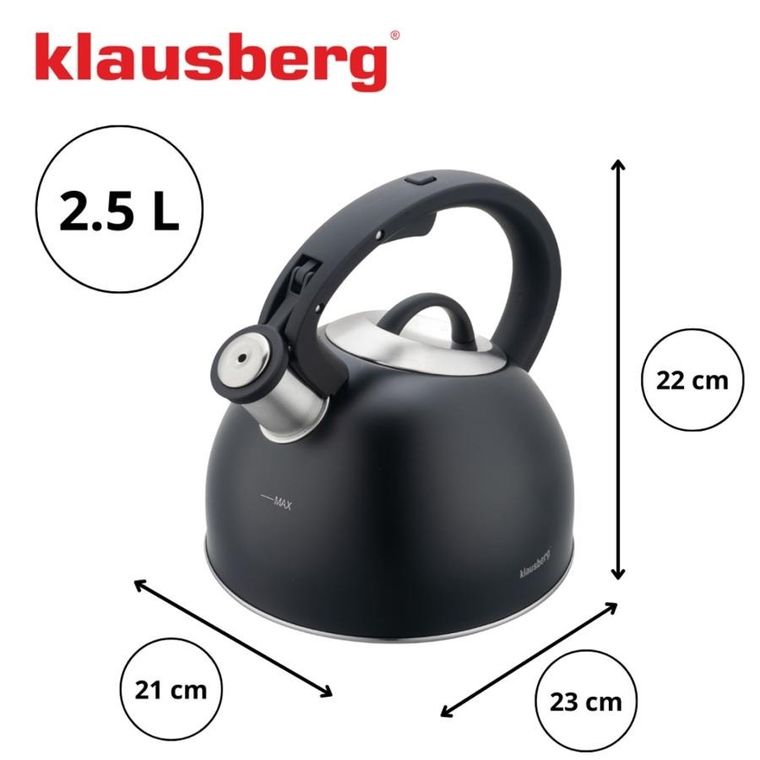 Klausberg, czajnik z gwizdkiem, stalowy, 2,5l, KB-7911