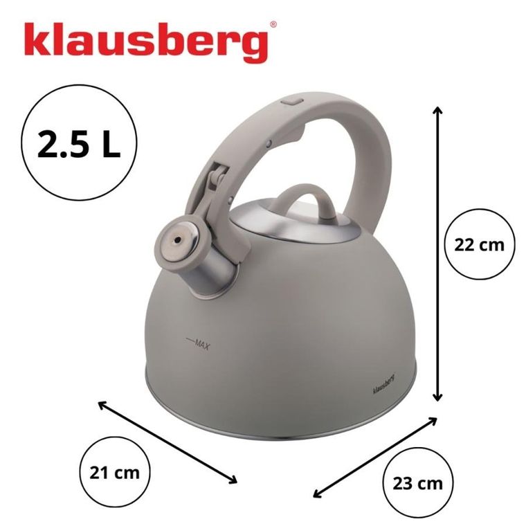 Klausberg, czajnik z gwizdkiem, stalowy, 2,5l, KB-7912