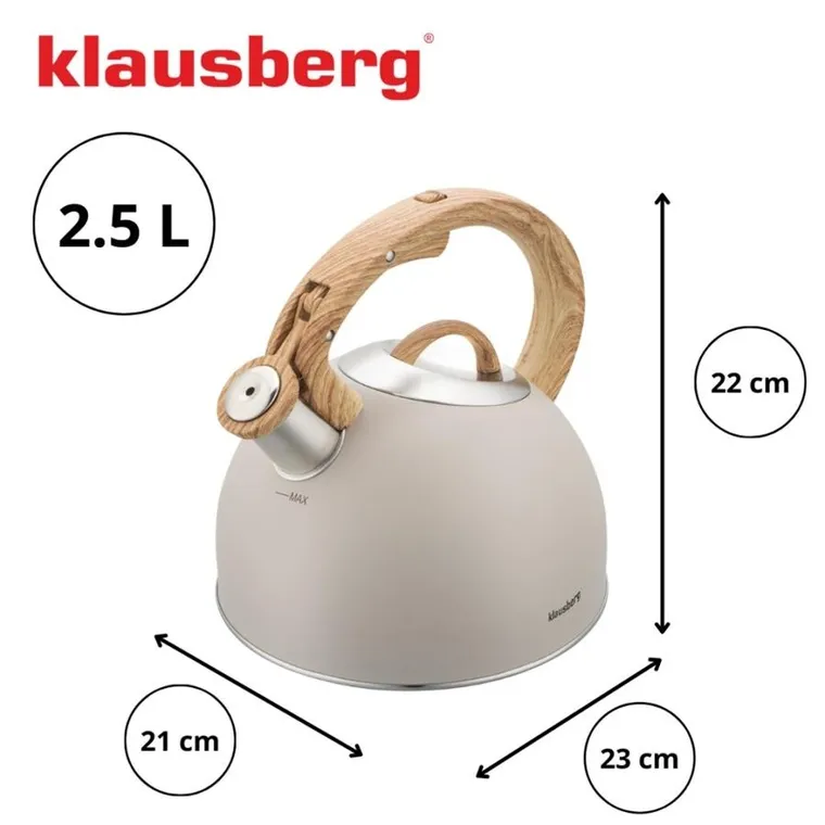 Klausberg, czajnik z gwizdkiem, stalowy, 2,5l, KB-7913