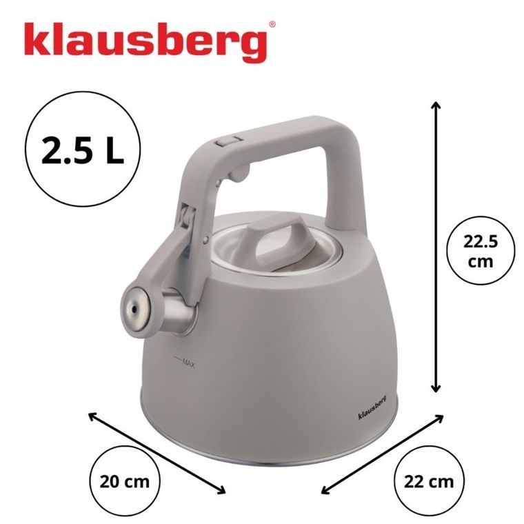 Klausberg, czajnik z gwizdkiem, stalowy, 2,5l, KB-7916