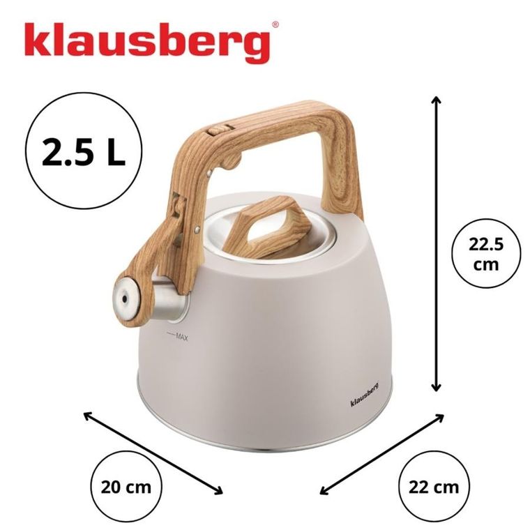 Klausberg, czajnik z gwizdkiem, stalowy, 2,5l, KB-7917
