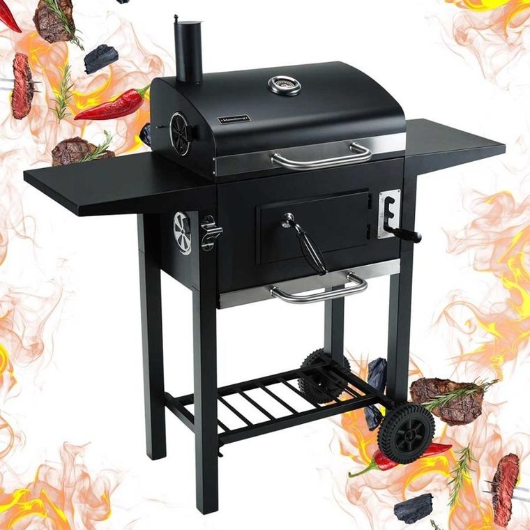 Klausberg, grill węglowy na kółkach z półkami, kb-9034