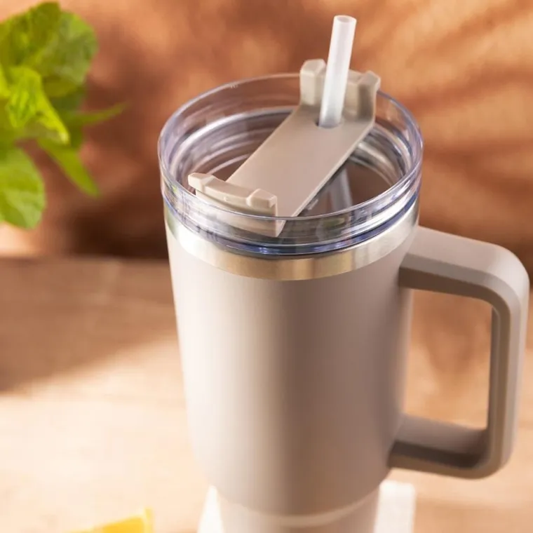 Klausberg, kubek termiczny, z rączką i słomką, stalowy, 1100 ml, kb-7943