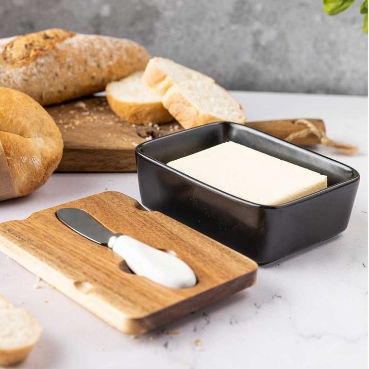 Klausberg, maselniczka porcelanowa z nożykiem, czarna