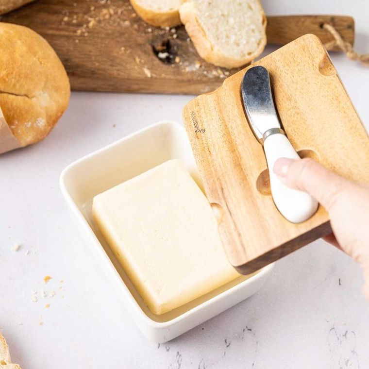 Klausberg, maselniczka porcelanowa z nożykiem klausberg, biała