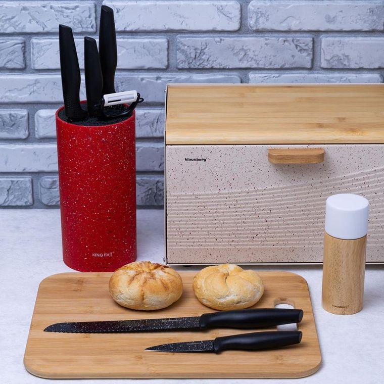 Klausberg, zestaw 5 kuchennych noży marmurkowych z obieraczką, KB-7613