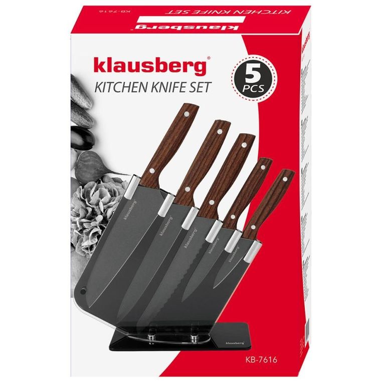 Klausberg, zestaw 5 kuchennych noży w stojaku, KB-7616