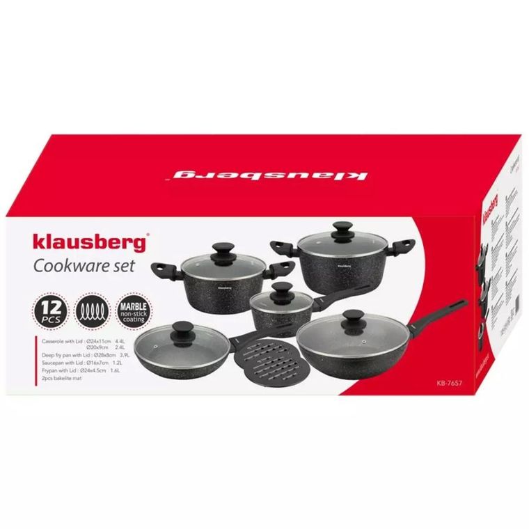 Klausberg, zestaw garnków marmurkowych, 12 elementów, KB-7657