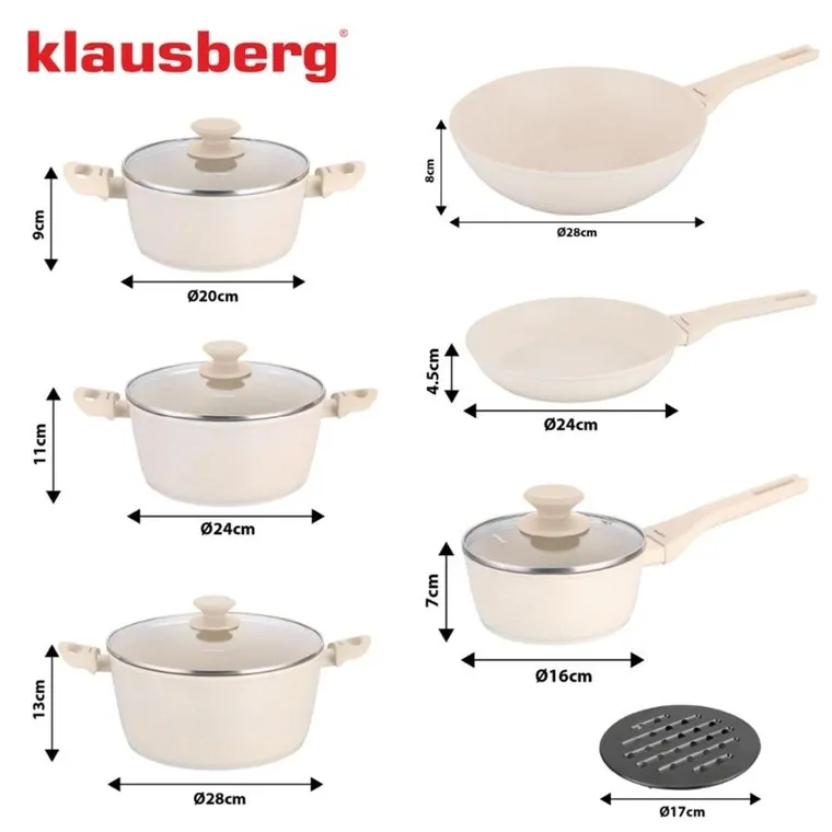 Klausberg, zestaw garnków marmurkowych, 12 elementów, kb-7959