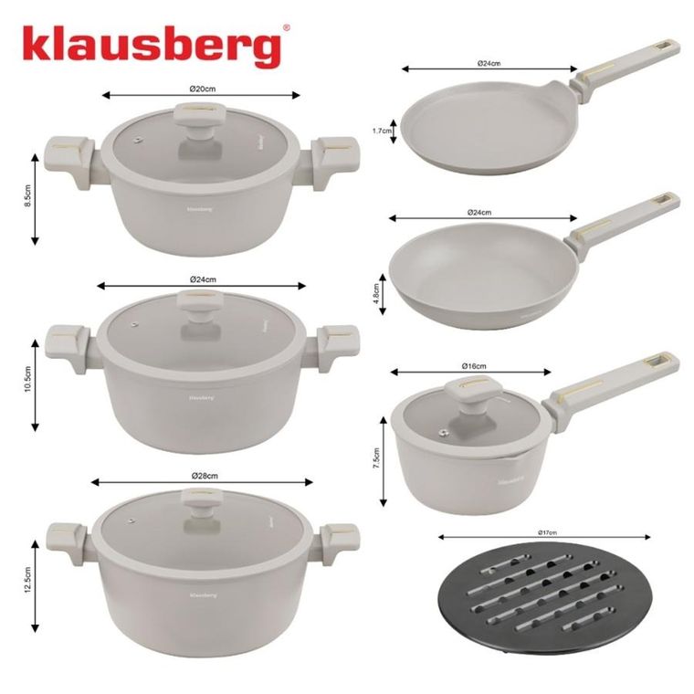 Klausberg, zestaw garnków marmurkowych, 12 elementów, kb-7967