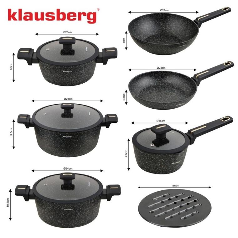 Klausberg, zestaw garnków marmurkowych, 12 elementów, kb-7968