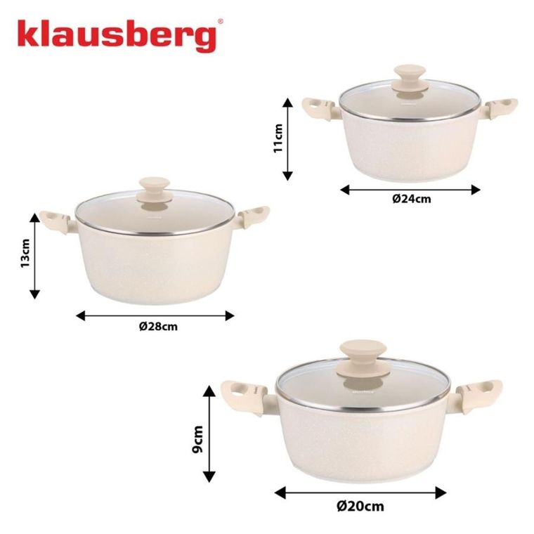 Klausberg, zestaw garnków marmurkowych, 6 elementów, kb-7961