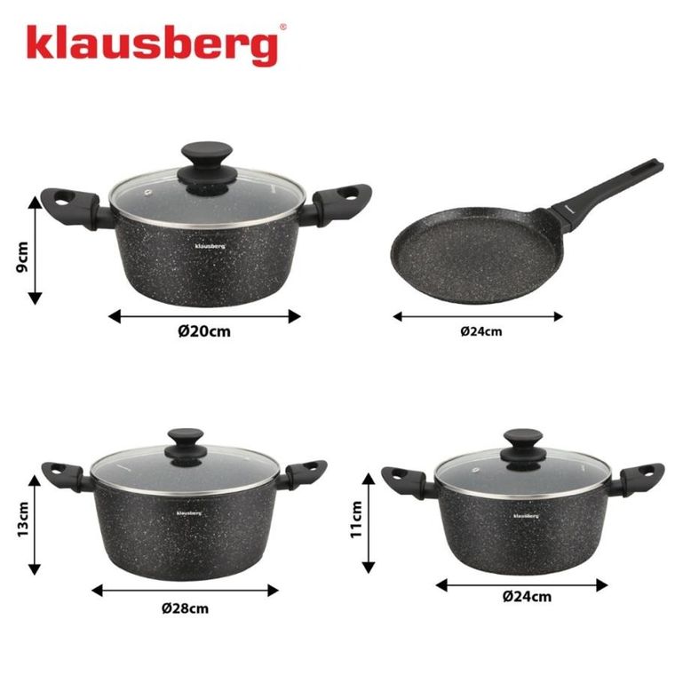 Klausberg, zestaw garnków marmurkowych, 7 elementów, kb-7962