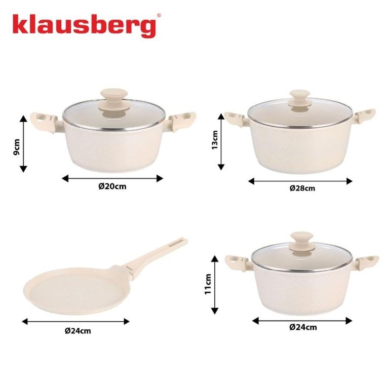 Klausberg, zestaw garnków marmurkowych, 7 elementów, kb-7963