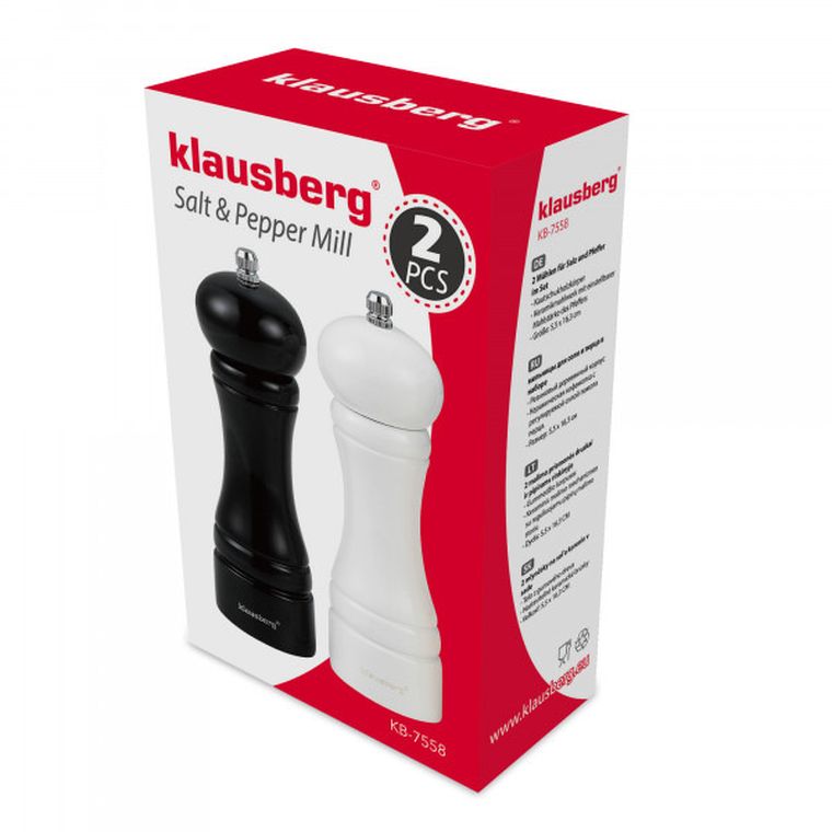 Klausberg, zestaw młynków do pieprzu i soli, 2 szt., KB-7558