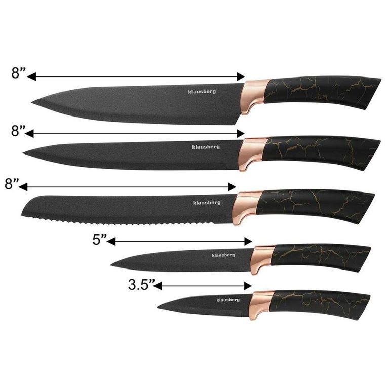 Klausberg, zestaw noży kuchennych na stojaku, 5 szt.