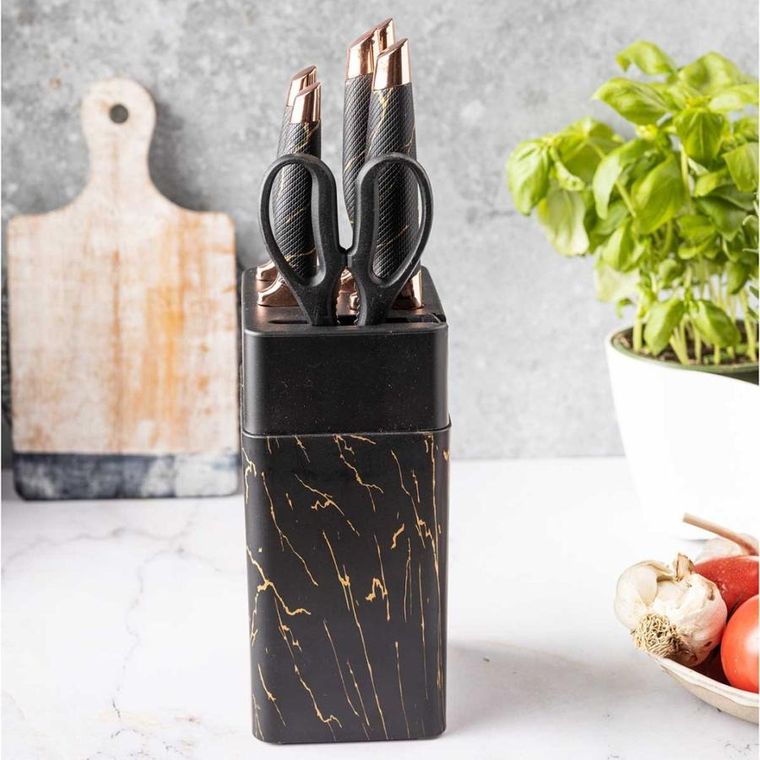 Klausberg, zestaw noży kuchennych z ostrzałką, stojak