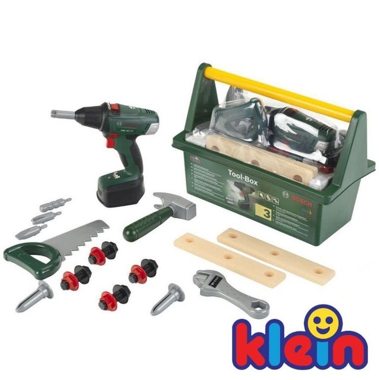 Klein, Bosch, skrzynka narzędziowa z wiertarko-wkrętarką
