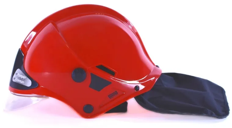 Klein, kask - hełm strażacki MSA z opuszczaną szybką, czerwony