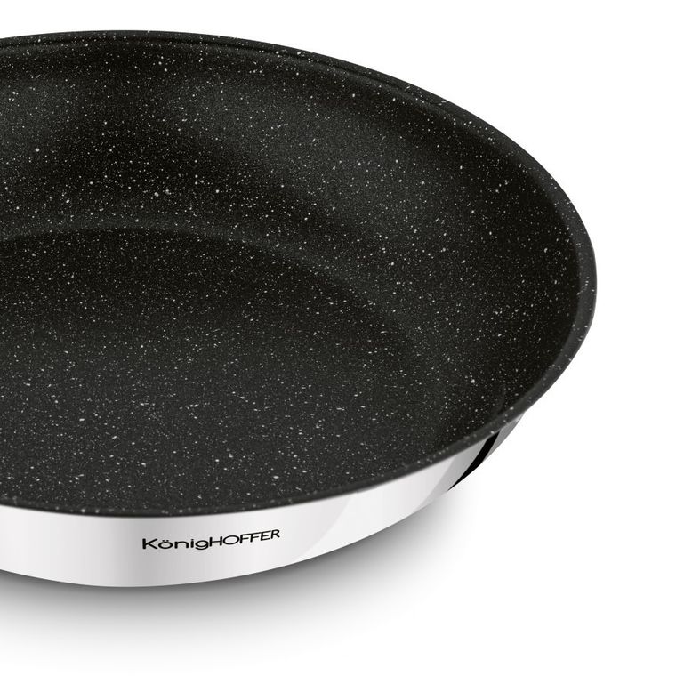 KönigHoffer, Colate, komplet patelni non-stick, odpinana rączka, marble, 20-4,5/24-5,5/28-6 cm