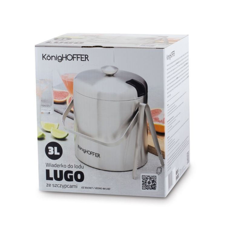 Könighoffer, Lugo, wiaderko do lodu ze szczypcami, satyna, 3l