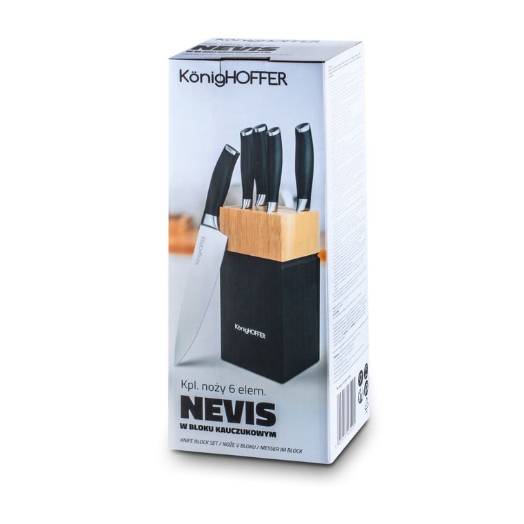 Könighoffer, Nevis, komplet noży w bloku kauczukowym, 6 elementów